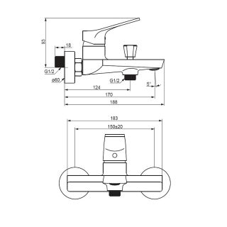 Смеситель для ванны и душа Damixa Merkur 401000000 хром